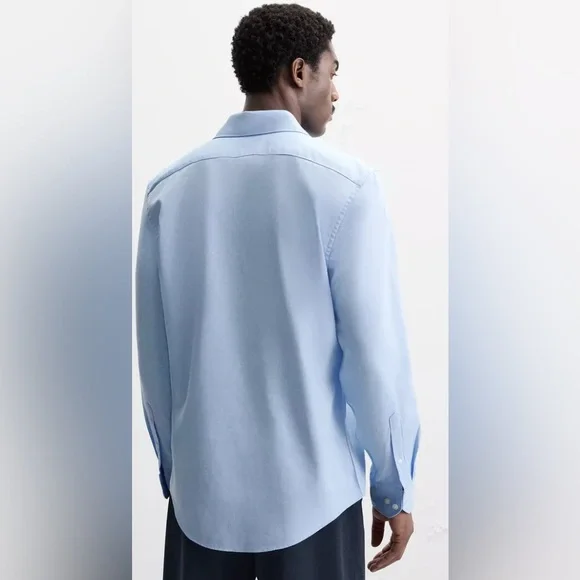 Zara Sky Blue Men's Dress Shirt - Picture 3 of 10